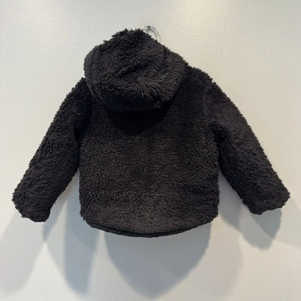 The North Face Reversible Puffer Jacket Coat Sherpa Fleece Blue Black Toddler 2T